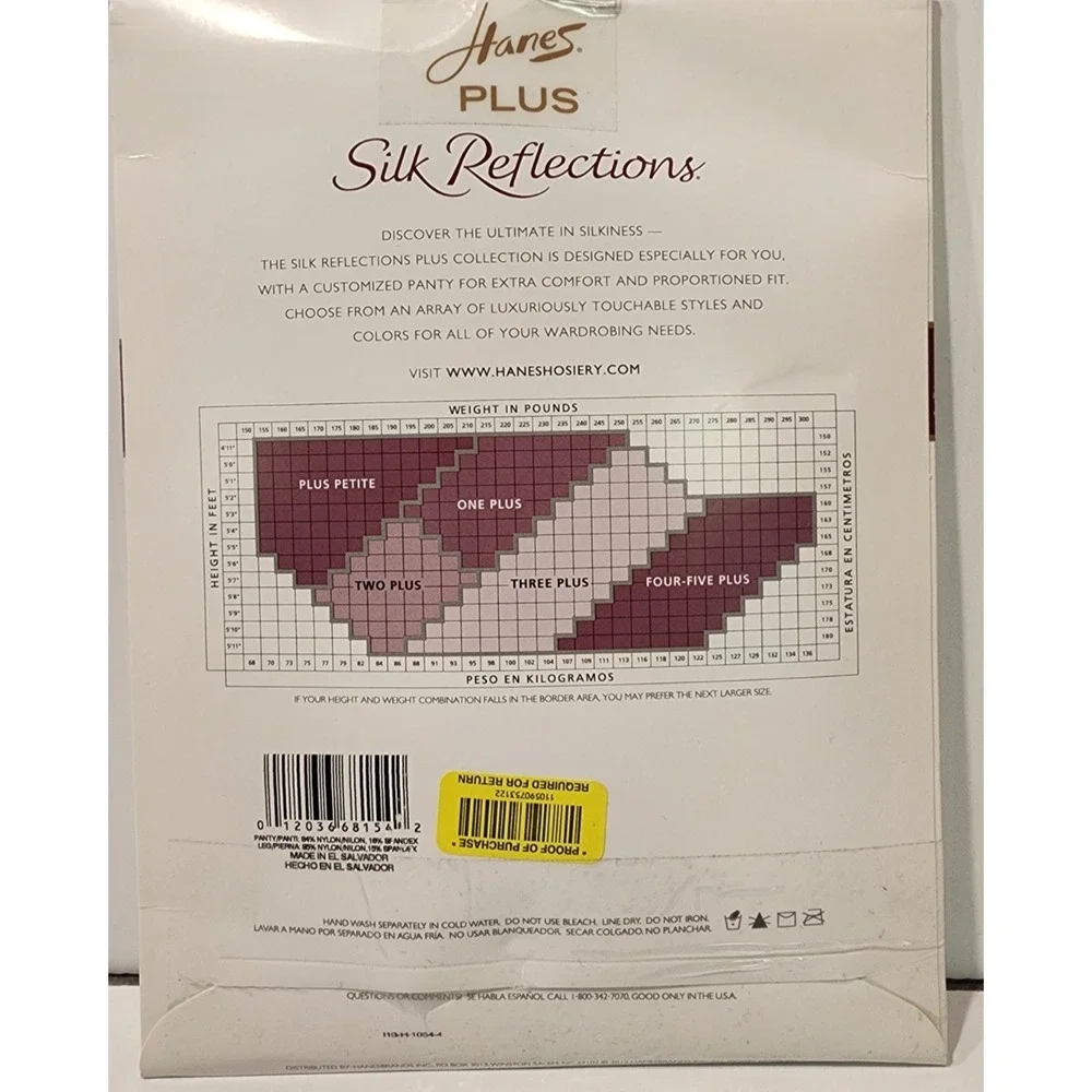 Hanes PLUS Silk Reflections Silky Sheer Size Two Plus Pantyhose Nude Control Top